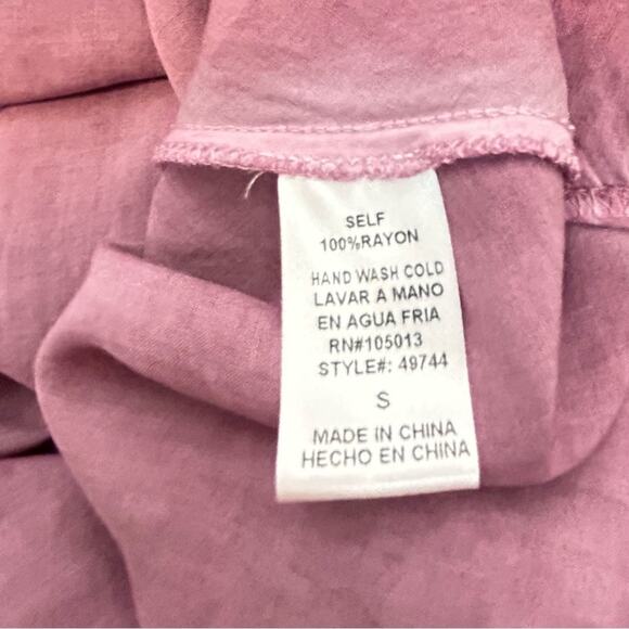 Andree Top Womens Size S Mauve Pink Ruffled Peasant Embroidered Boho Loose Flowy - Picture 9 of 9